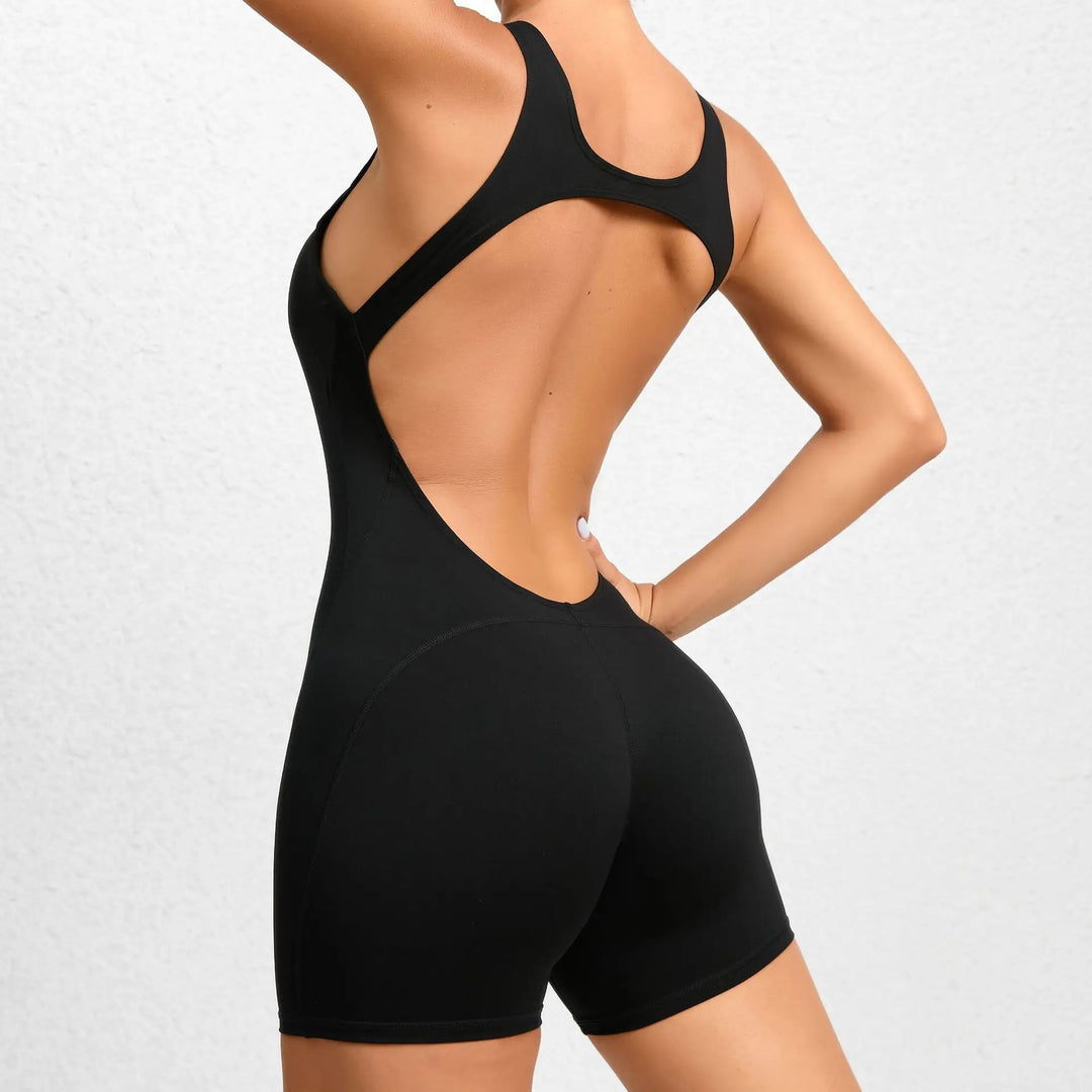 Backless One-Piece Yoga Tracksuit Breathable Nylon Knit