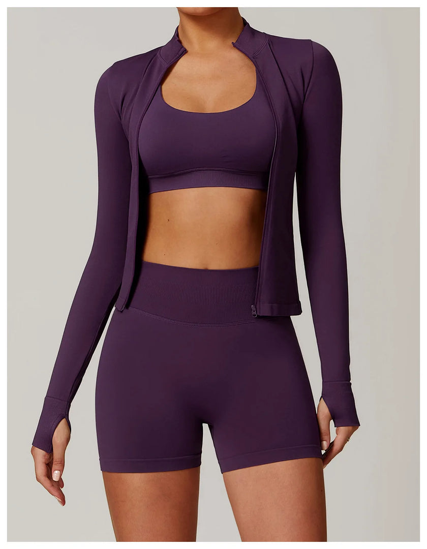 Seamless Long Sleeve Performance Jacket Zip Front Nylon