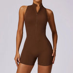 Load image into Gallery viewer, Luxurious Contour Performance Zip Front Yoga Romper
