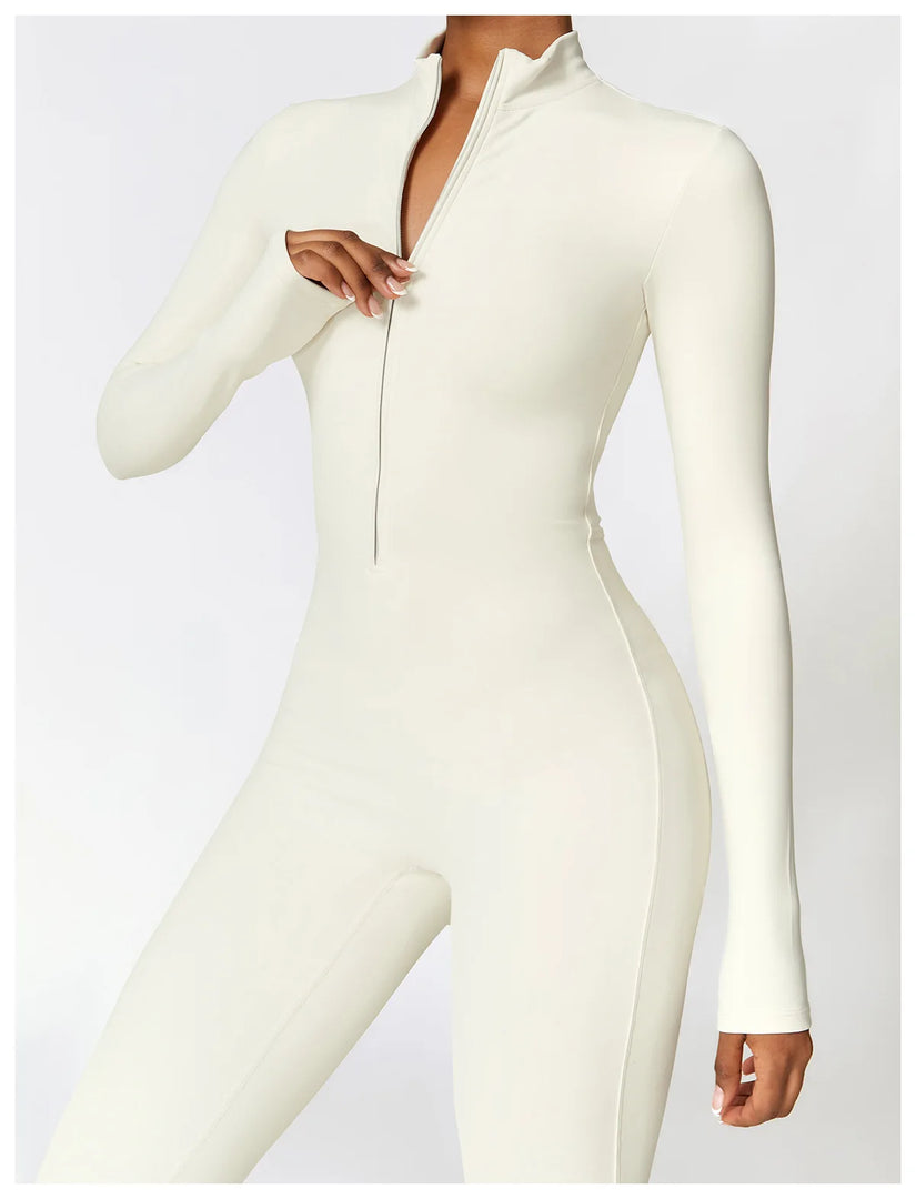 Zippered Contour Yoga Romper With Ultra Compression