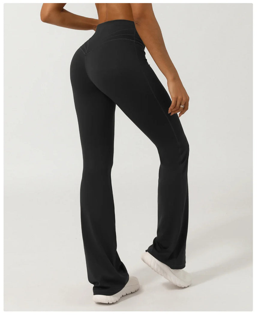 Premium Contoured Bell Bottom Leggings With Flared Waist