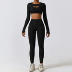 Load image into Gallery viewer, Contoured Interwoven Athleisure Long Sleeve Yoga Ensemble
