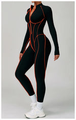 Load image into Gallery viewer, Premium Contour Seamless Breathable Jumpsuit With Front Zip
