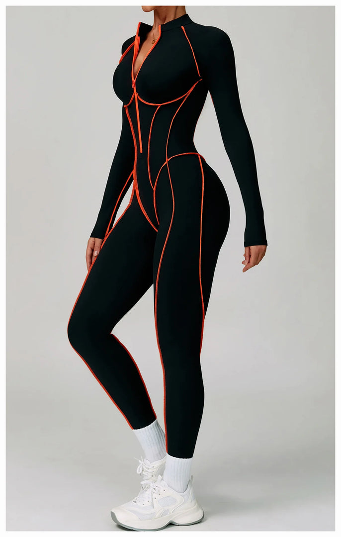 Premium Contour Seamless Breathable Jumpsuit With Front Zip