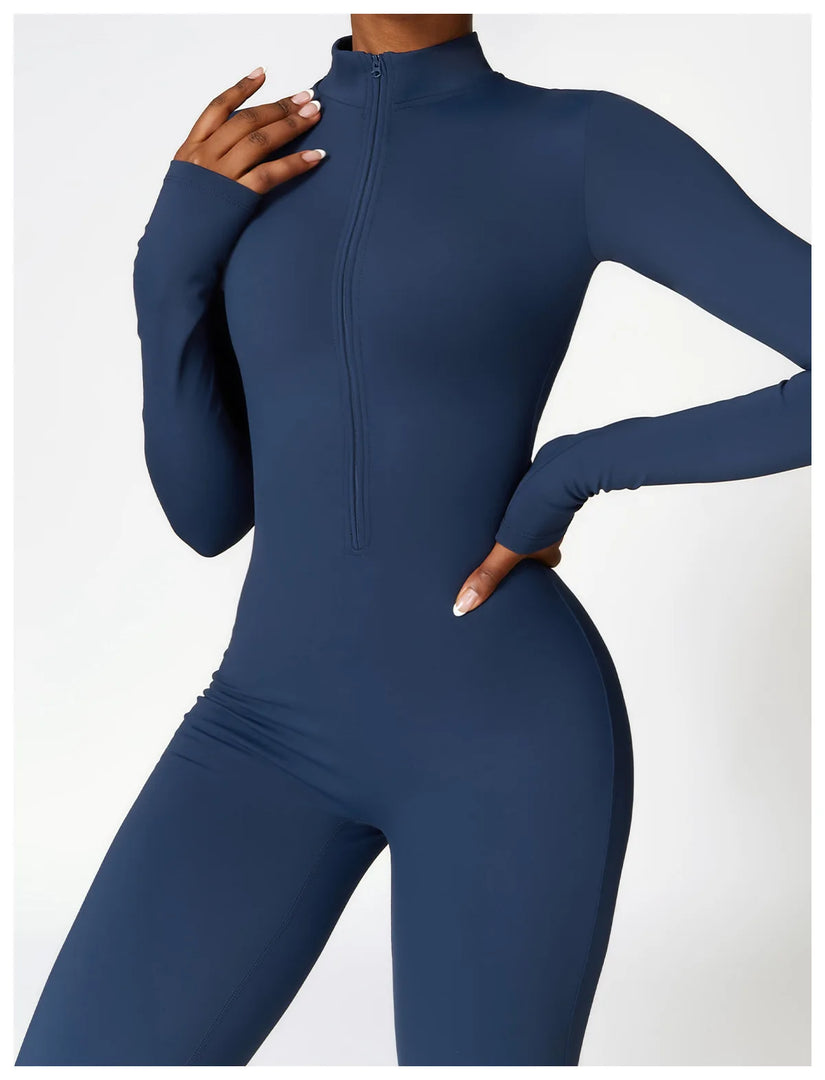 Zippered Contour Yoga Romper With Ultra Compression