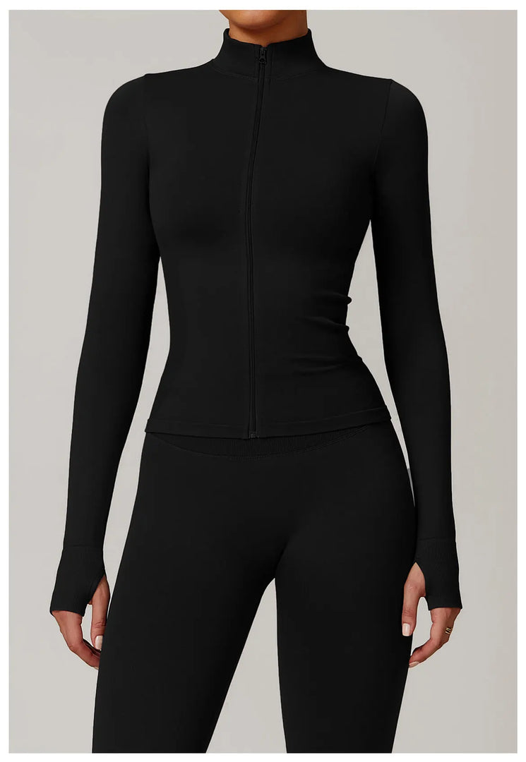 Seamless Long Sleeve Performance Jacket Zip Front Nylon