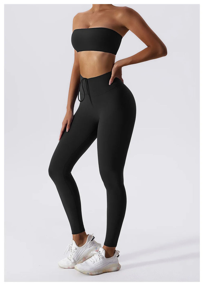 Strapless Padded Yoga Sports Bra Contour Silhouette