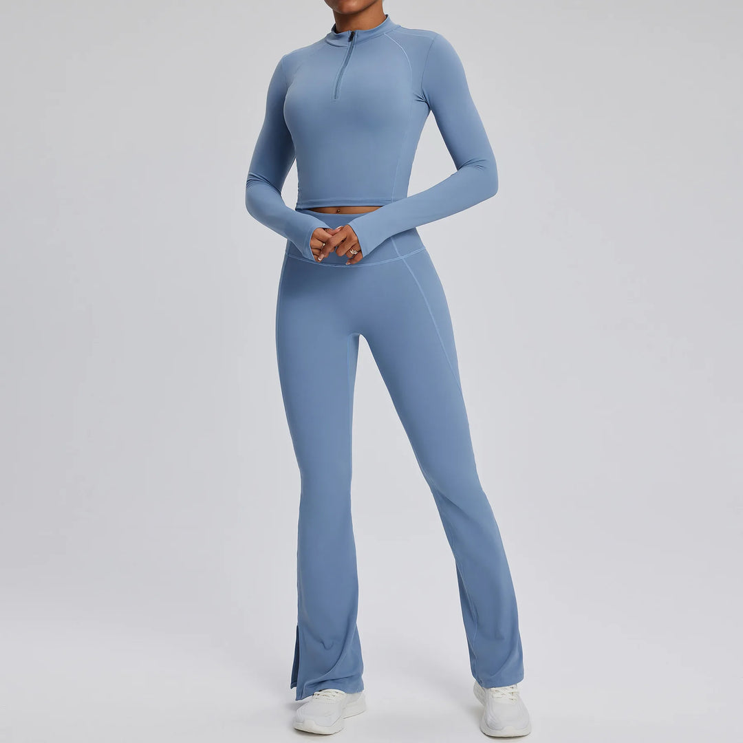 Contour Stretch Athleisure Bell Bottoms Set Nylon Spandex