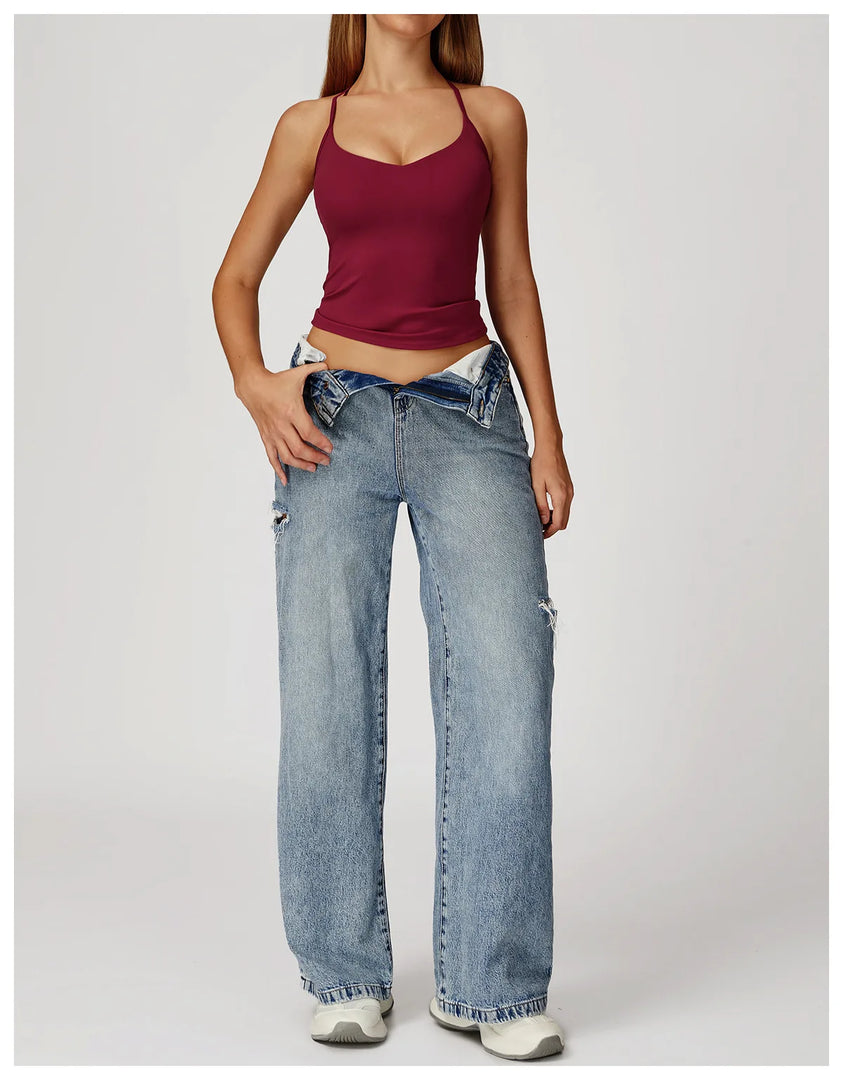 Cross Strap Light Weight Breathable Contour Sport Bra