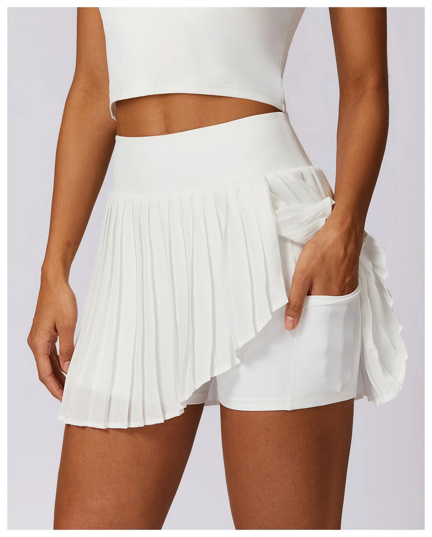 Pocketed High Waist Tennis Skirt Performance Wear Nylon