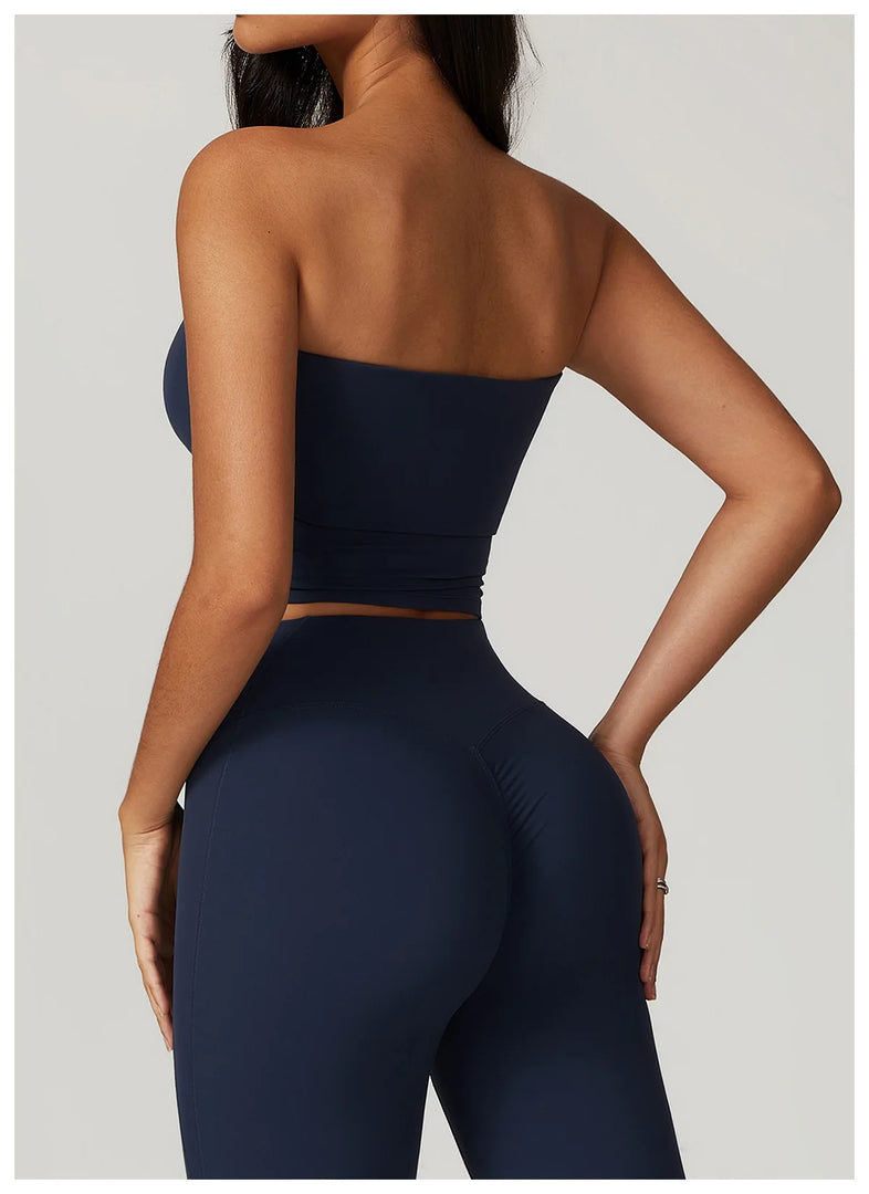 Sculpted Strapless Yoga Vest Contoured Support Brassiere