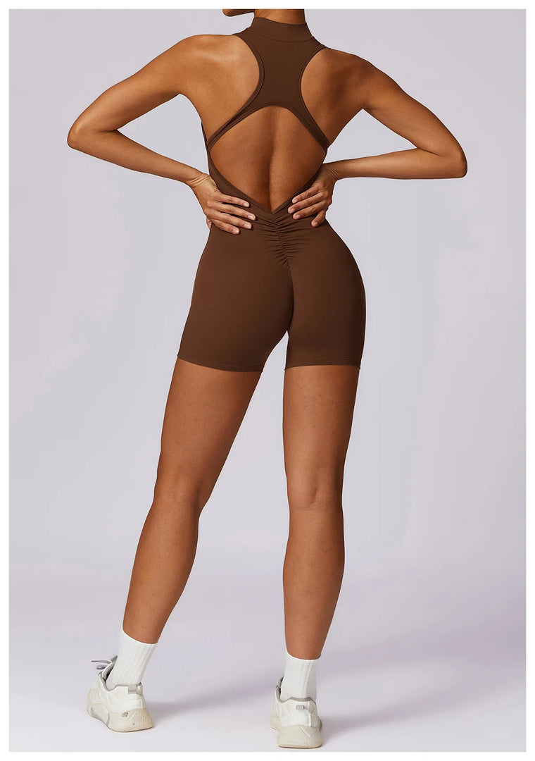 Luxurious Contour Performance Zip Front Yoga Romper