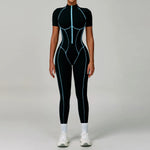 Load image into Gallery viewer, Contoured Zippered Performance Yoga Jumpsuit Nylon Knit
