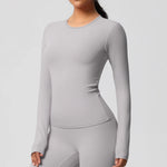 Load image into Gallery viewer, Luxurious Breathable Contoured Long Sleeve Yoga Top Nylon
