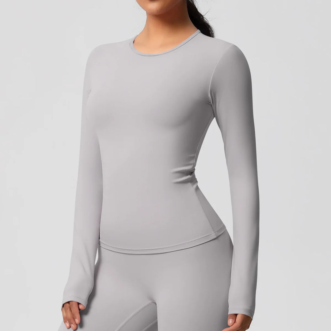 Luxurious Breathable Contoured Long Sleeve Yoga Top Nylon