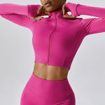 Load image into Gallery viewer, Luxurious Contoured Yoga Jacket With Nylon Zip Front
