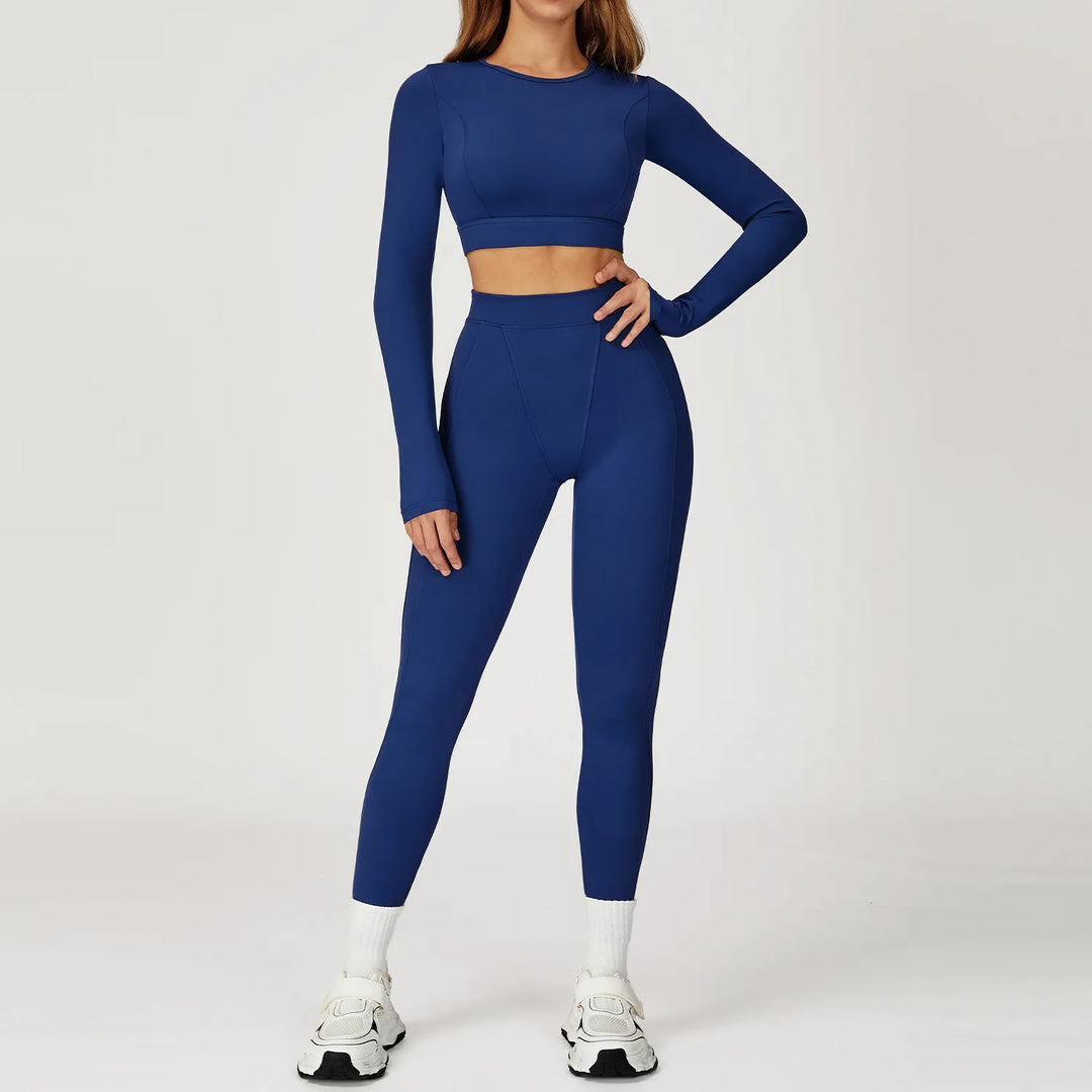 Two-Piece Contoured Breathable Yoga Set Leggings Silhouette