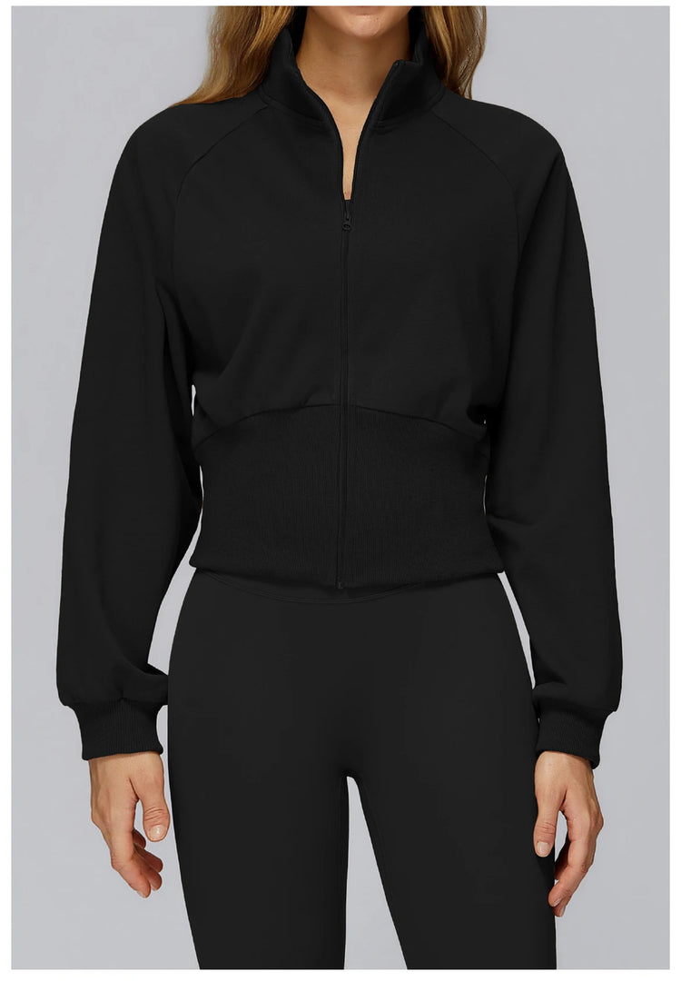 Wind Proof Zip Front Standing Collar Sweat Shirt Regular Fit