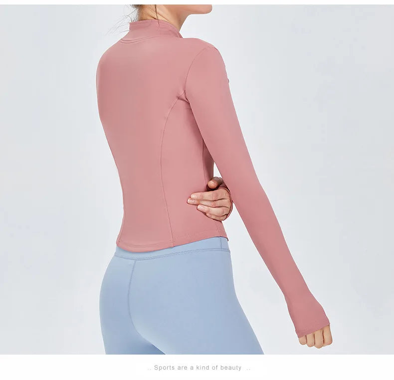 Zippered Studio Contoured Long Sleeve Sports Jacket