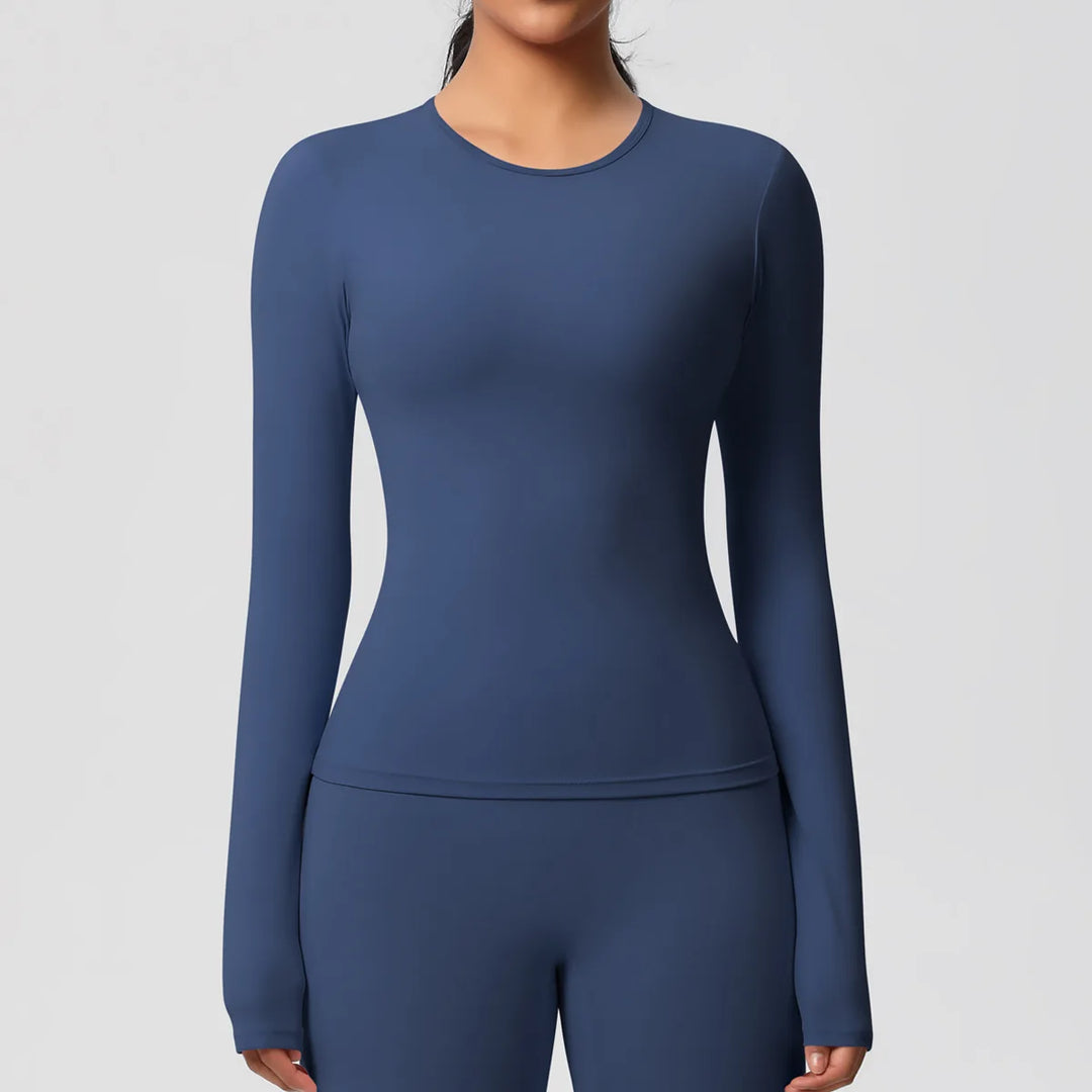 Luxurious Breathable Contoured Long Sleeve Yoga Top Nylon