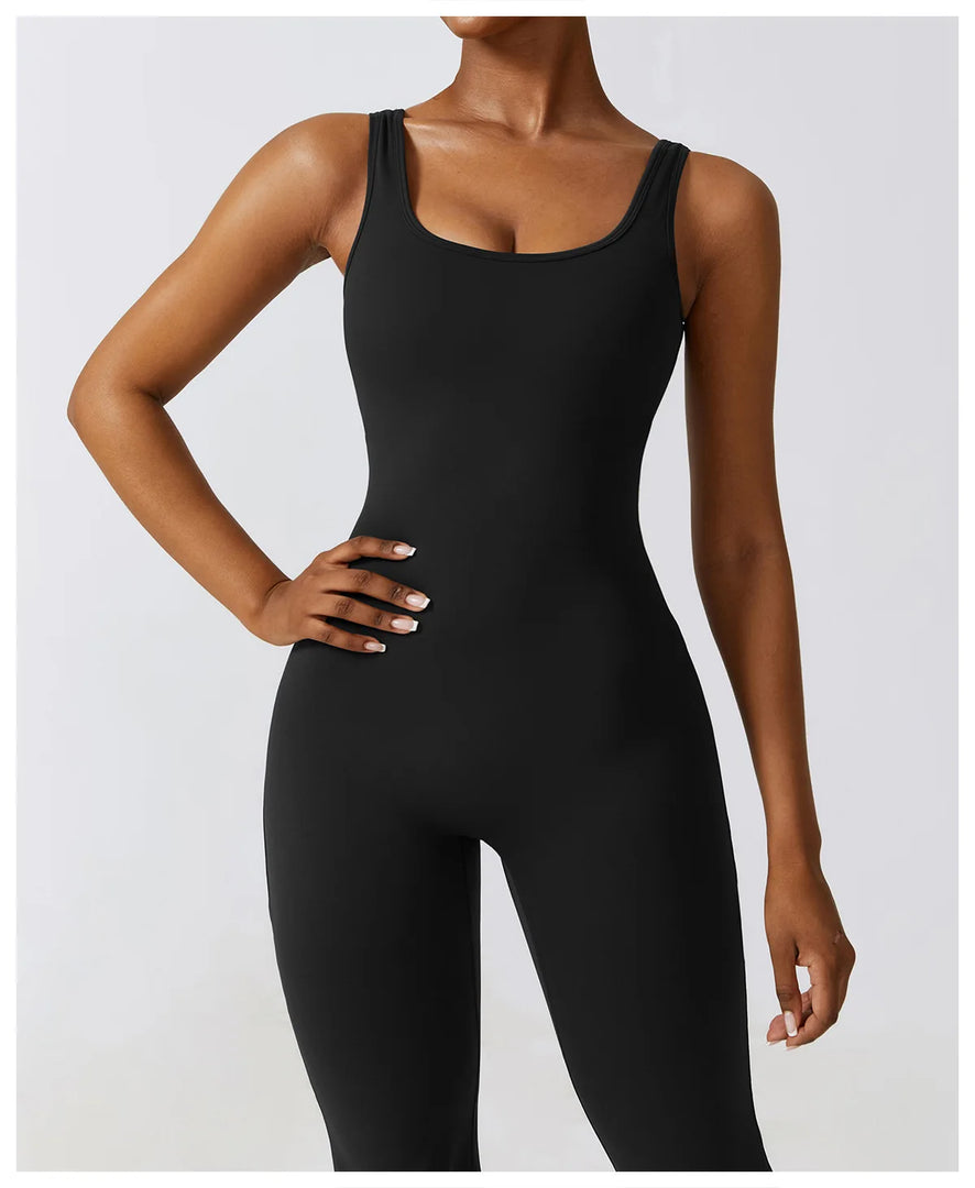 Contoured Back Zip Jumpsuit With Seamless Performance