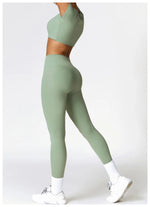 Load image into Gallery viewer, Seamless Sculpted Yoga Core Set Leggings Ribbed Contour
