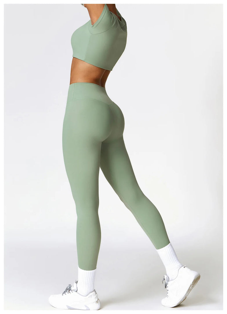 Seamless Sculpted Yoga Core Set Leggings Ribbed Contour