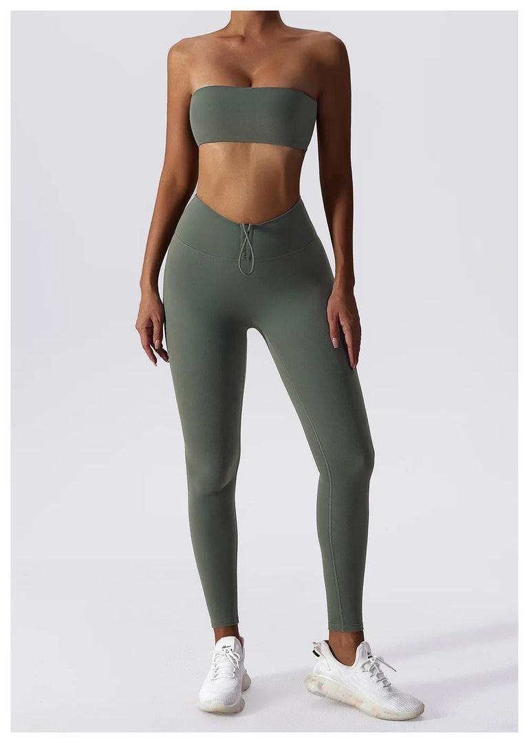 Strapless Padded Yoga Sports Bra Contour Silhouette