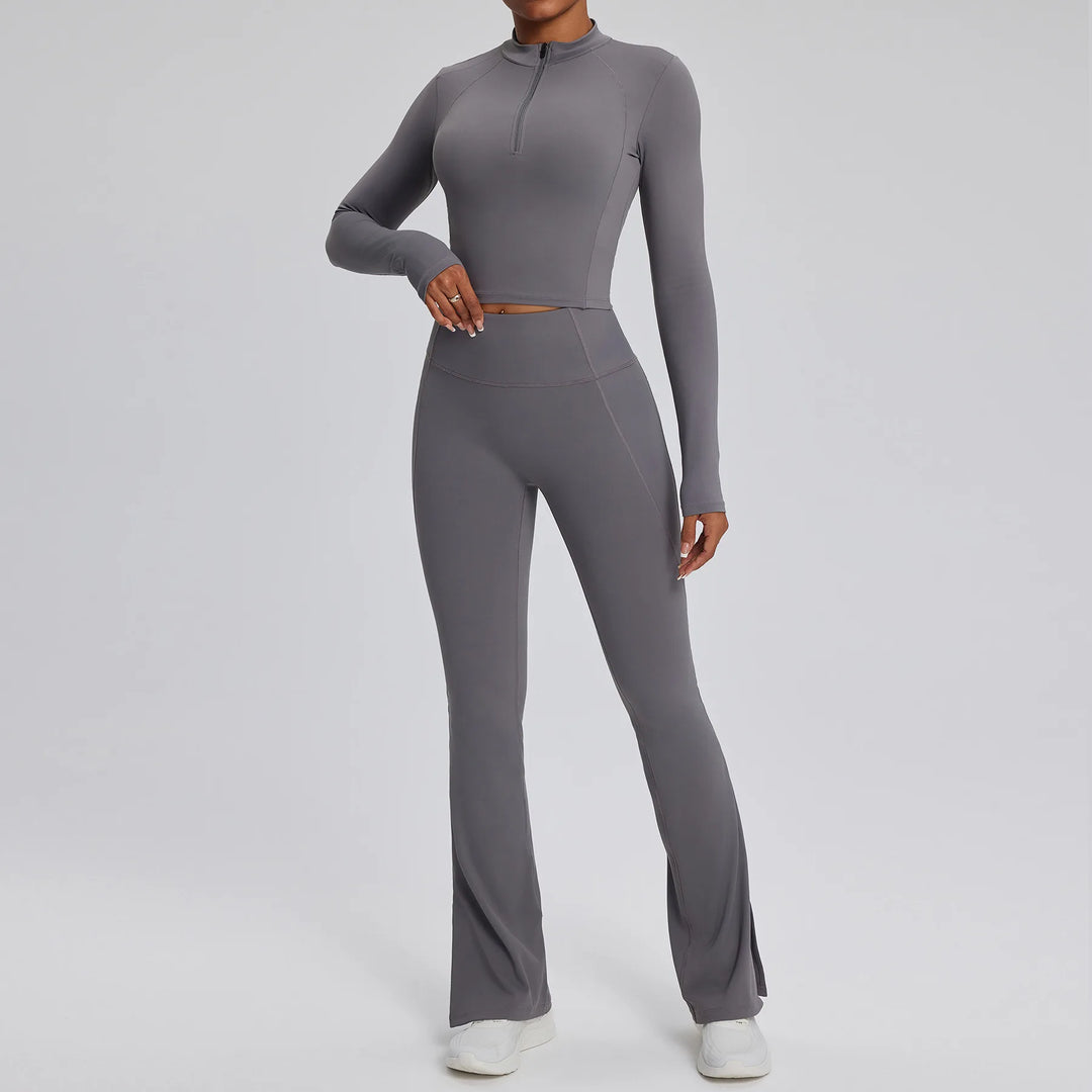 Contour Stretch Athleisure Bell Bottoms Set Nylon Spandex