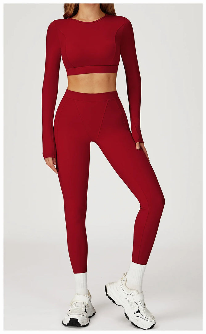 Two-Piece Contoured Breathable Yoga Set Leggings Silhouette