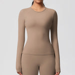 Load image into Gallery viewer, Luxurious Breathable Contoured Long Sleeve Yoga Top Nylon
