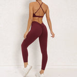 Load image into Gallery viewer, Two Piece Ribbed Seamless Studio Yoga Set Cross Back
