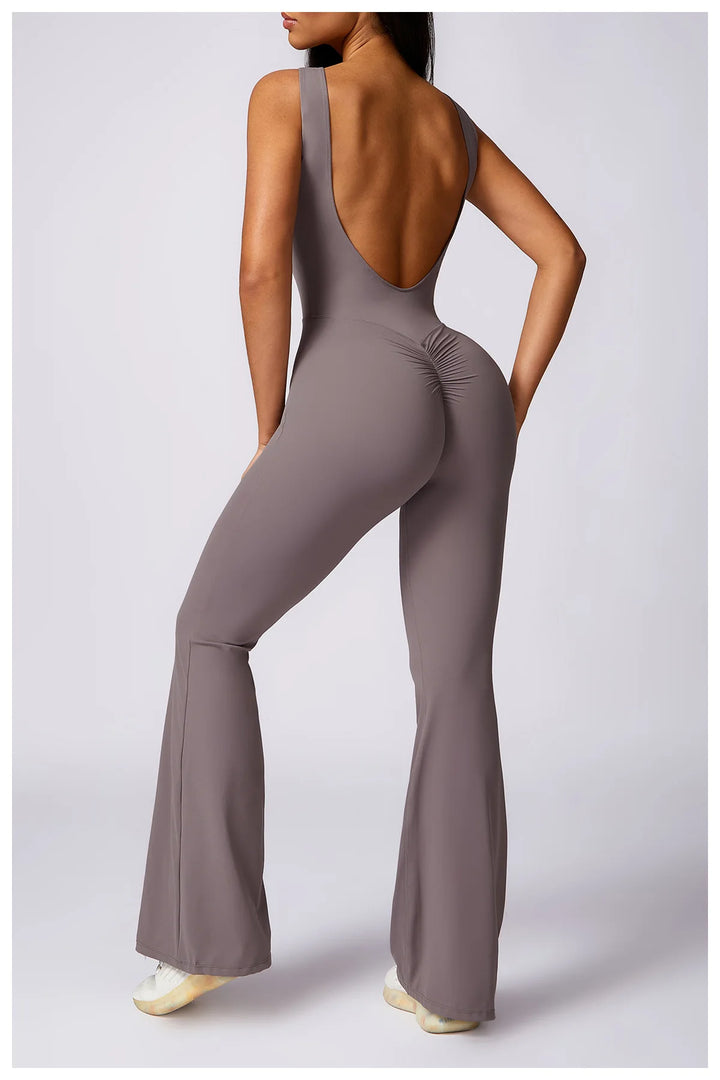 Sculpted Yoga Jumpsuit Ultra Breathable Nylon Knit Fabric