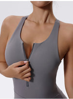 Load image into Gallery viewer, Zippered Contoured One-Piece Yoga Set Performance Wear
