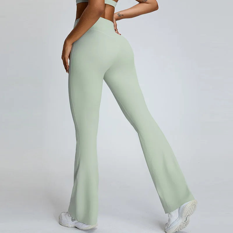 Seamless High Waist Contoured Flare Leggings For Training