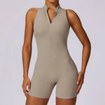 Load image into Gallery viewer, Luxurious Contour Performance Zip Front Yoga Romper
