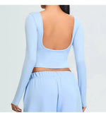 Load image into Gallery viewer, Soft Backless Sculpted Athleisure Crop Top With Sleeves
