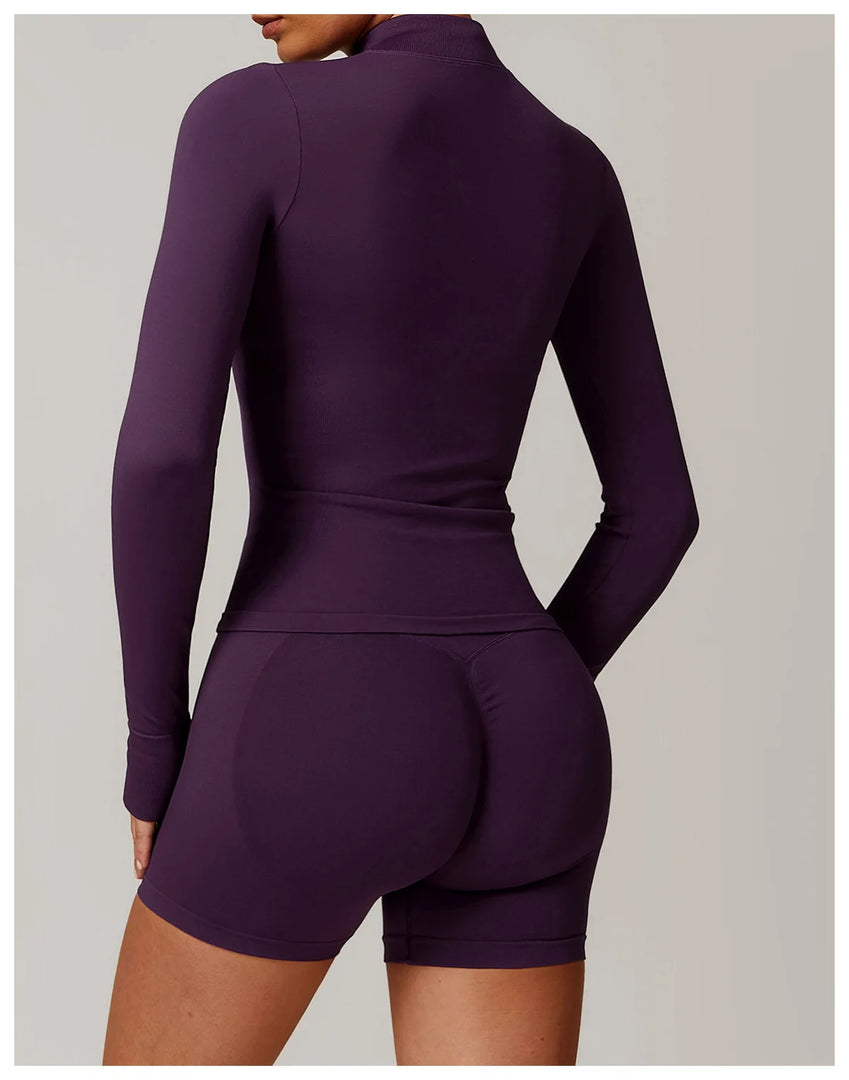 Seamless Long Sleeve Performance Jacket Zip Front Nylon