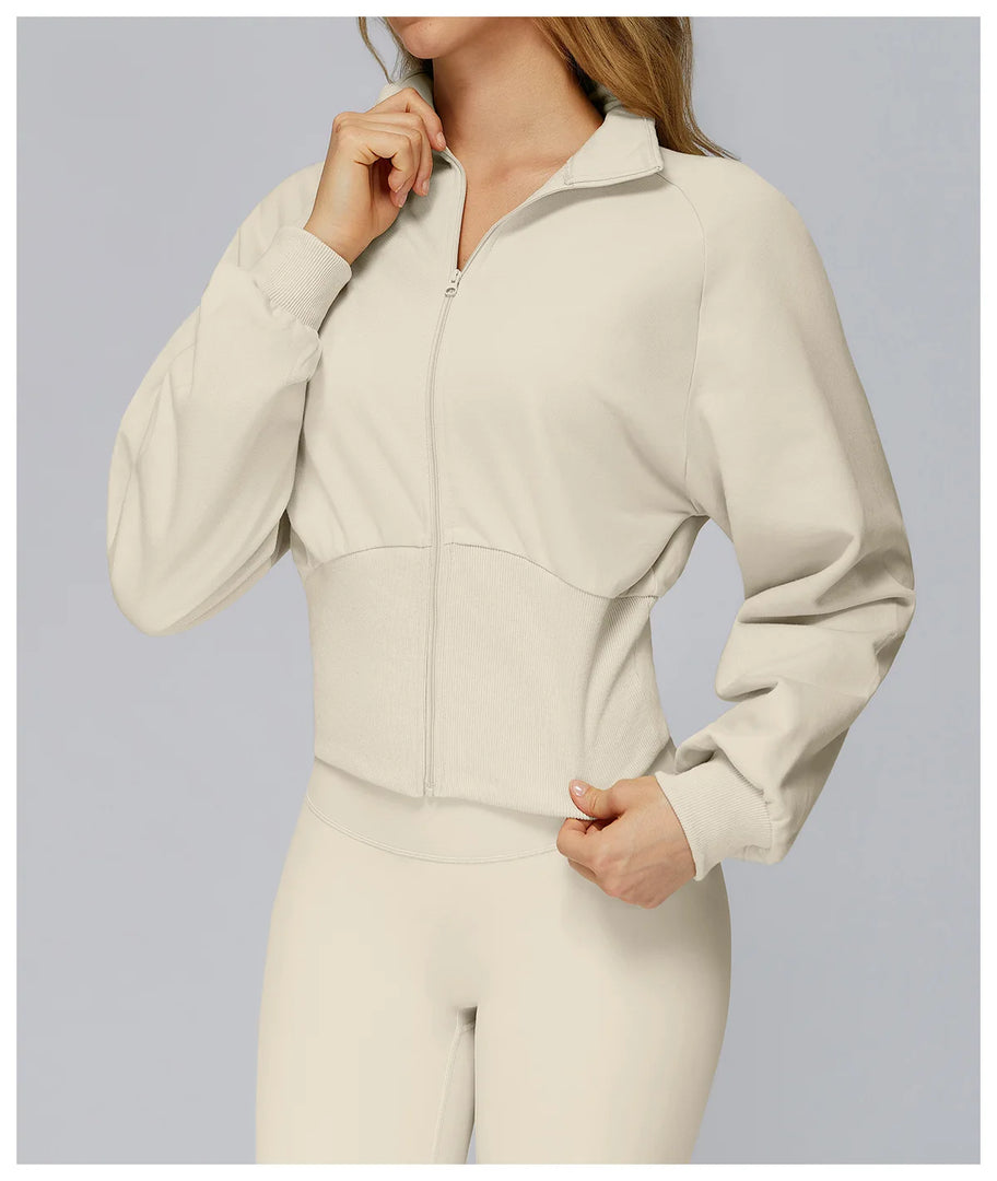 Wind Proof Zip Front Standing Collar Sweat Shirt Regular Fit