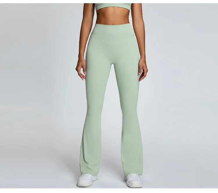 Seamless High Waist Contoured Flare Leggings For Training