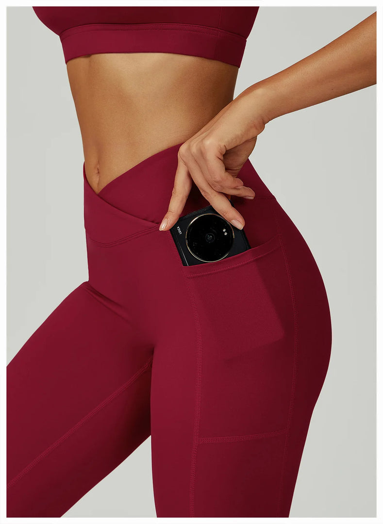 Cross Waist High Rise Contoured Elegance Yoga Leggings