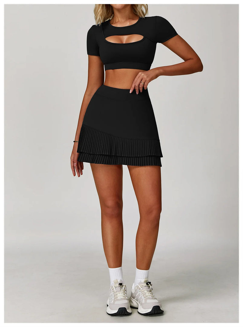 Elite Contoured Waist Pleated Tennis Skirt With Pockets