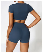 Load image into Gallery viewer, Seamless Contour Fit Yoga Crop Top Light Weight Nylon Knit
