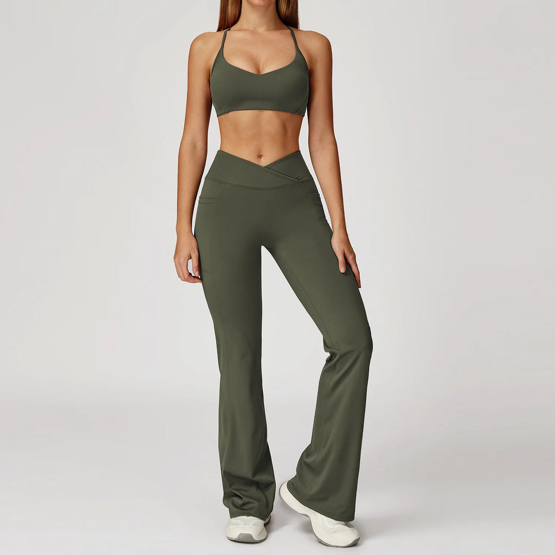 Two Piece Contoured Seamless Performance Athletic Set Nylon