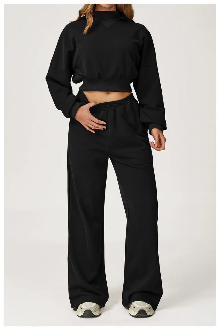 Luxurious 2 Piece Hooded Sweat Shirt Set Winter Wear Cotton