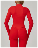 Load image into Gallery viewer, Seamless Contour Yoga Top With Zippered Long Sleeve
