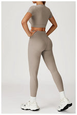 Load image into Gallery viewer, Two-Piece Contoured Breathable Yoga Set Leggings Silhouette
