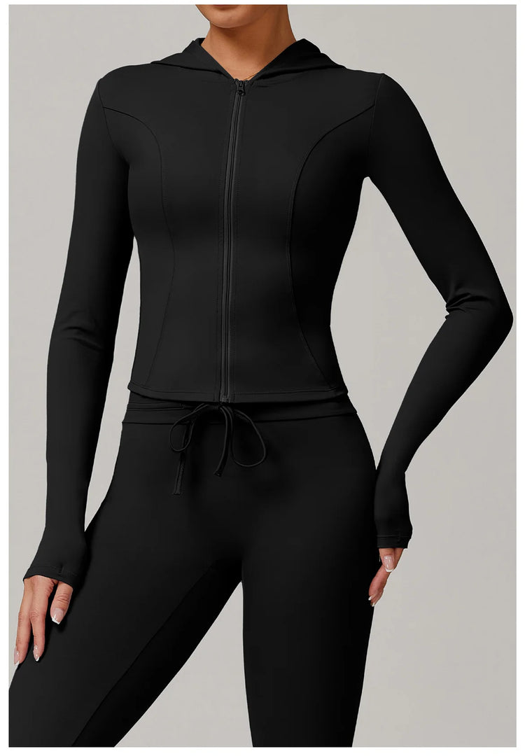 Zip Front Yoga Jacket Breathable High Stretch Nylon