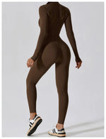 Load image into Gallery viewer, Zippered Contour Yoga Jumpsuit With Performance Gear
