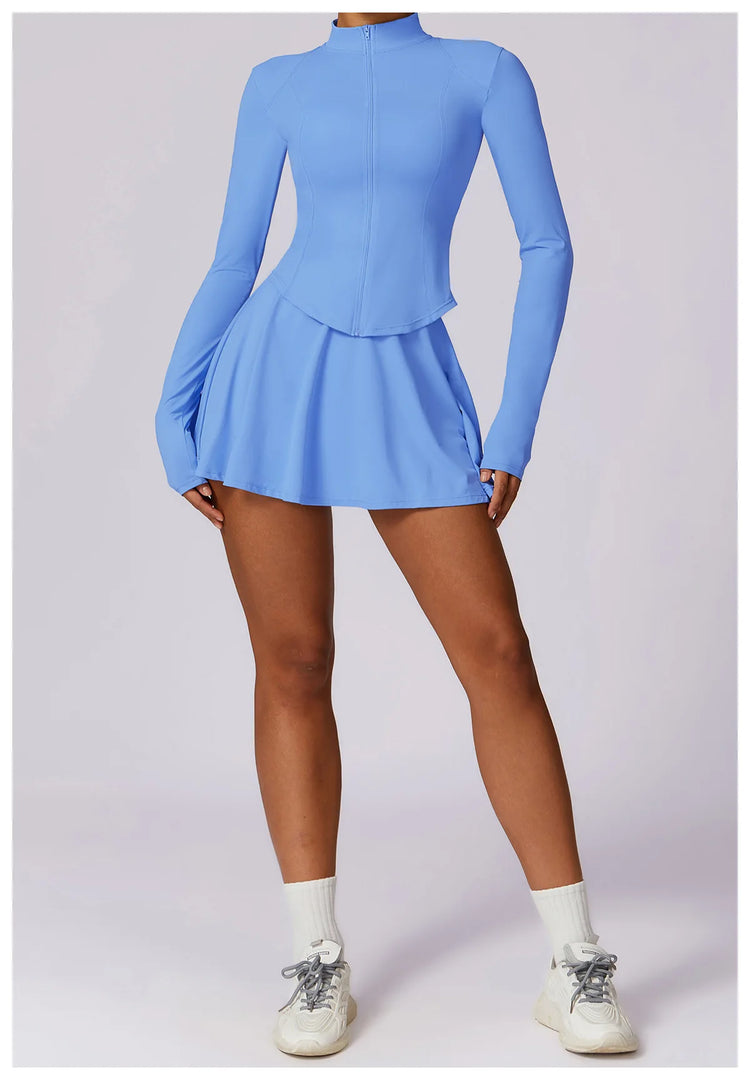 Luxurious Contoured Yoga Set Zippered Front Seamless Nylon